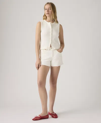 Levi's White Cotton Polyester Elastane Shorts In White
