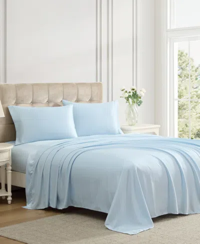 Laura Ashley Solid Satin Bliss 4-pc. Sheet Set, Full In Blue