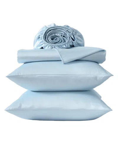 Laura Ashley Solid Satin Bliss 4-pc. Sheet Set, Full In Blue