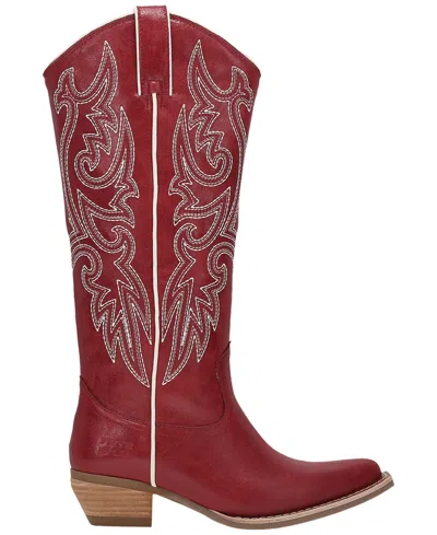 Frye And Co Irlene Tall Deco Stitch In Burgundy