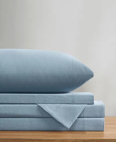 Frye Dusted Denim Cvc 200 Thread Count 4-pc. Sheet Set, Queen In Blue