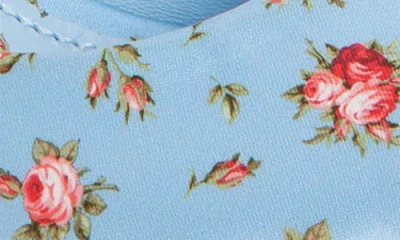 Dolce & Gabbana Keira Satin Mules With Little Roses Print In Blue