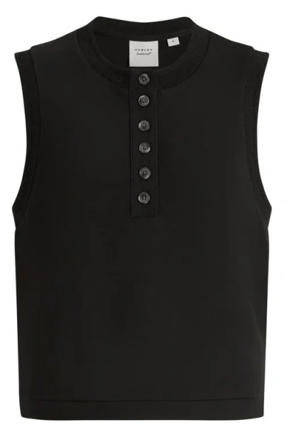 Varley Marla Button Placket Tank Top In Black