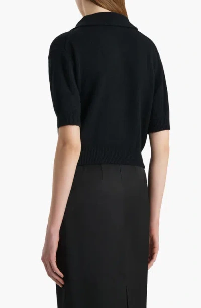 Khaite Shrunked Jo Cashmere-blend Polo Sweater In Black