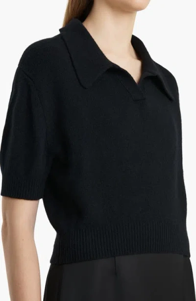 Khaite Shrunked Jo Cashmere-blend Polo Sweater In Black