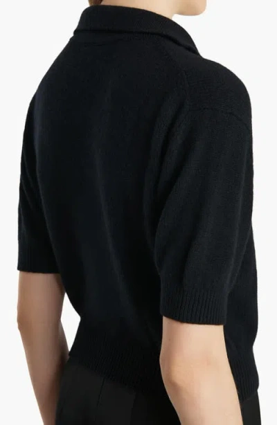 Khaite Shrunked Jo Cashmere-blend Polo Sweater In Black