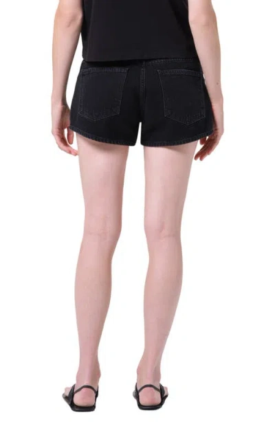 Agolde Black Low-rise Parker Denim Shorts In Black