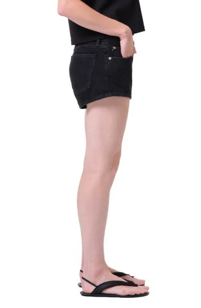 Agolde Black Low-rise Parker Denim Shorts In Black