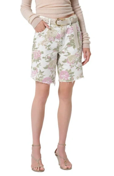 Citizen Of Humanity Citizens Of Humanity Ayla High Waist Raw Hem Cutoff Denim Bermuda Shorts In Multi