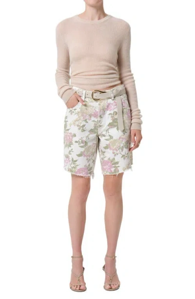 Citizen Of Humanity Citizens Of Humanity Ayla High Waist Raw Hem Cutoff Denim Bermuda Shorts In Multi