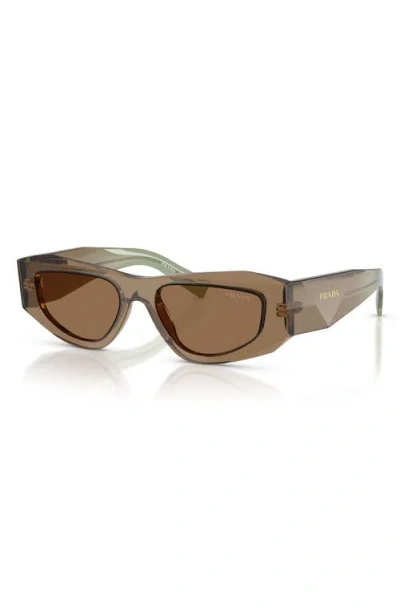 Prada Symbole Rectangular-frame Sunglasses In Brown
