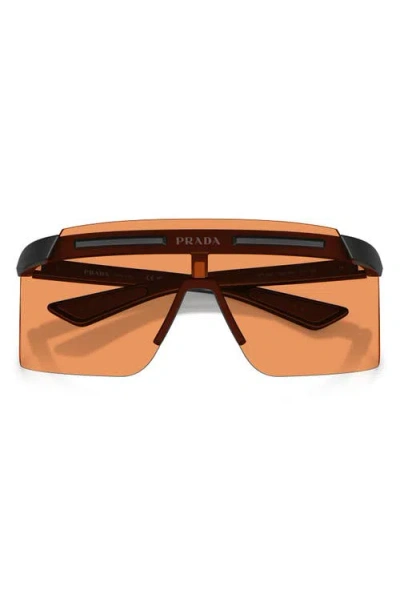 Prada Linea Rossa 140mm Rectangular Shield Sunglasses In Orange