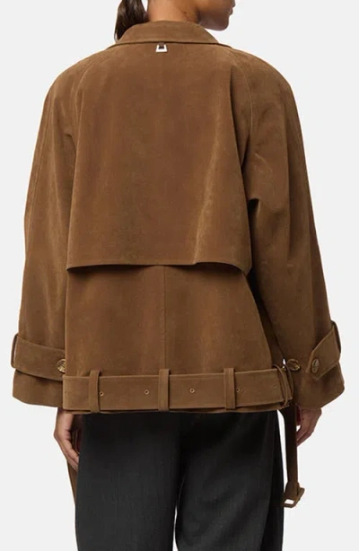 Apparis Gaia Faux Suede Short Trench Coat In Brown