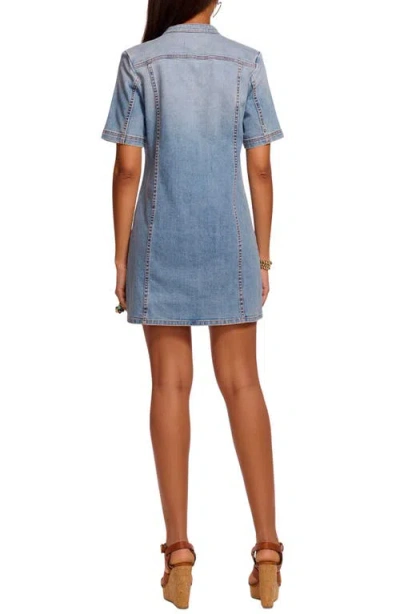 Ramy Brook Skylar Short Sleeve Braided Denim Dress In Blue