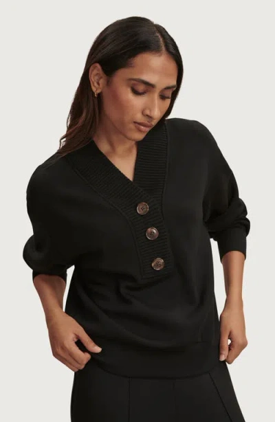 Varley Lucine Button Front Sweater In Black