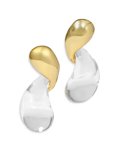 Alexis Bittar Liquid Lucite 14kt Gold-plated Drop Earrings In White