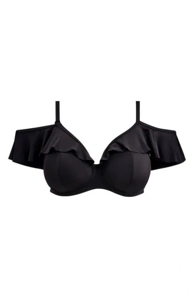 Elomi Plain Sailing Ruffle Underwire Bikini Top In Black