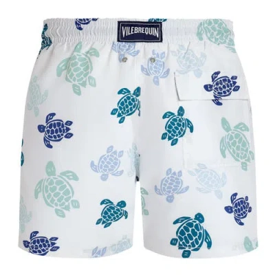 Vilebrequin Men Swim Shorts Tortues Multicolores In White
