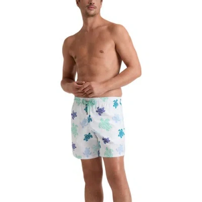 Vilebrequin Men Swim Shorts Tortues Multicolores In White