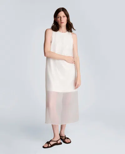 Kenneth Cole Sequin Sheer Overlay Crewneck Mini A-line Dress In White