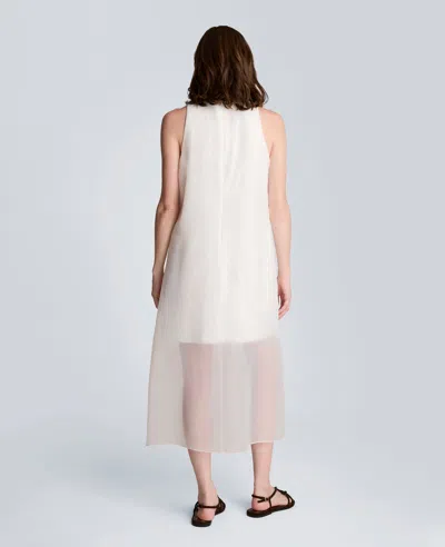 Kenneth Cole Sequin Sheer Overlay Crewneck Mini A-line Dress In White