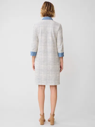 J.mclaughlin Women's Bryony Dress In Plaid Jacquard Off White/light Blue
