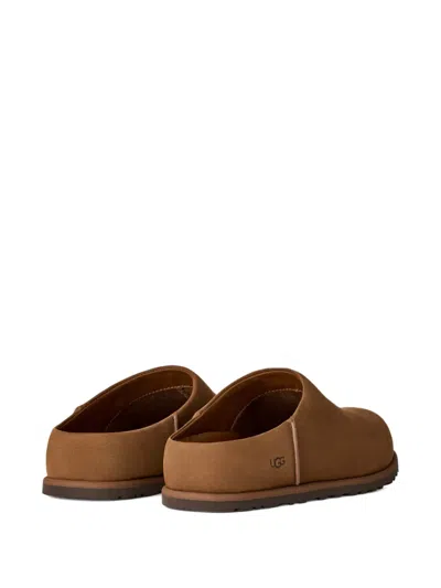 Ugg Suede Slip-on Clogs With Rounded Toe In Brown