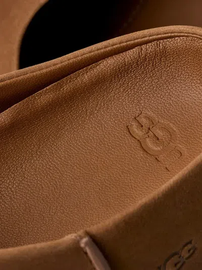 Ugg Suede Slip-on Clogs With Rounded Toe In Brown