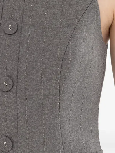 Nissa Sequined Button-fastening Top In Gray