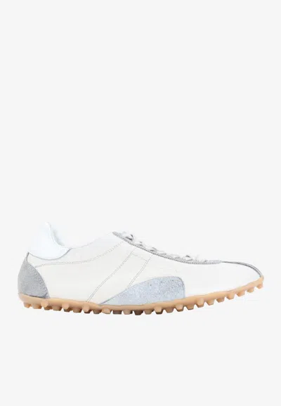 Maison Margiela Sneakers Sprinters In Suede And Leather With Vintage Finish In White
