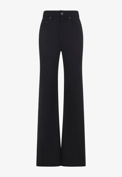 Balenciaga Straight Fit Stretch Wool Twill Tailored Pants In Black