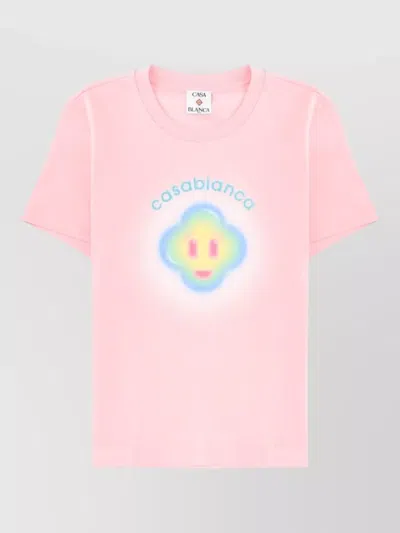 Casablanca Women Airbrush Smiley Fitted Short-sleeve T-shirt In Pink