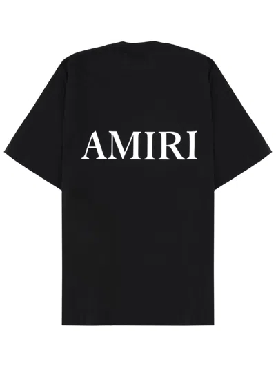 Amiri Jazz Wolf Black Crewneck T-shirt With Logo Lettering On The Front And Maxi Print On The Rear In Cott In Black