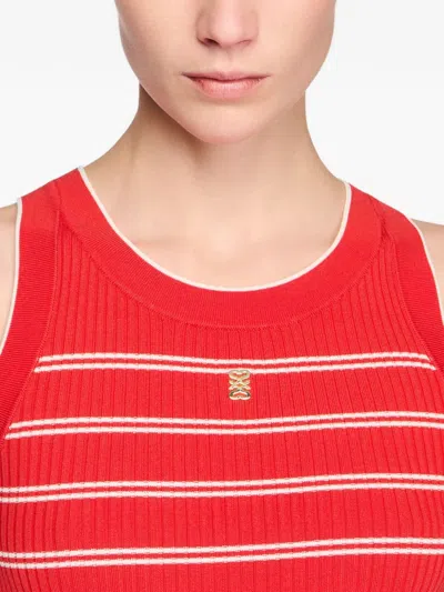 Sandro Striped-pattern Logo-plaque Tank Top In Red