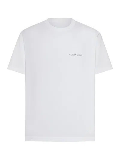 Canada Goose Cotton Logo Crew Neck Graphic T-shirt In White