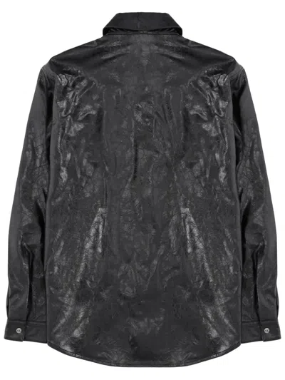 Diesel Vintage Leather Effect Textured Shirt In Black