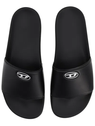 Diesel Multicolour Polyurethane Flats In Black