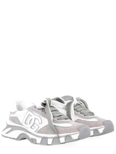 Dolce & Gabbana Dg Country Road Sneaker In Leather And Fabric In White