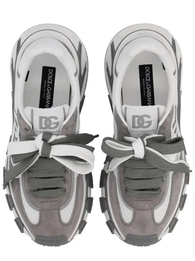 Dolce & Gabbana Dg Country Road Sneaker In Leather And Fabric In White