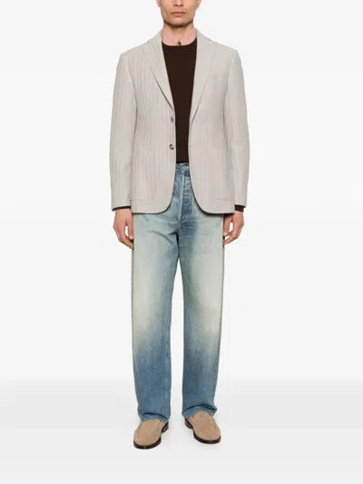 Manuel Ritz Buttoned Pocket Blazer In Neutral