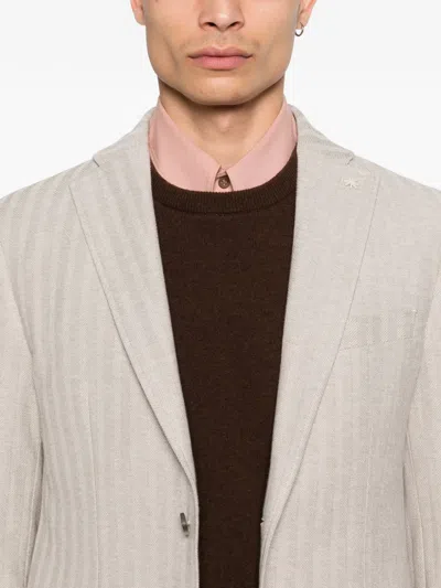 Manuel Ritz Buttoned Pocket Blazer In Neutral