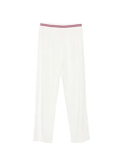 Liu •jo Interlock Drawstring Striped Track Pants In White