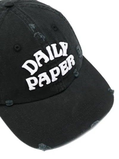 Daily Paper Stack Arch Distressed Cap In Black
