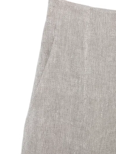 Emporio Armani Linen Wide Leg Textured Trousers In Gray