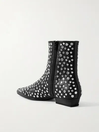 Staud Wally Studded Leather Ankle Boots In Black
