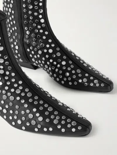Staud Wally Studded Leather Ankle Boots In Black