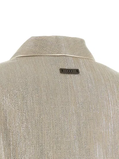 Peserico Blazer Metallic Thread Notched Lapel Buttons In Neutral