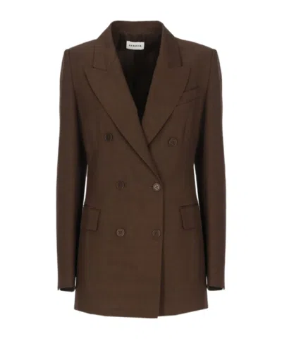 P.a.r.o.s.h Double Breasted Blazer Structured Shoulders In Brown