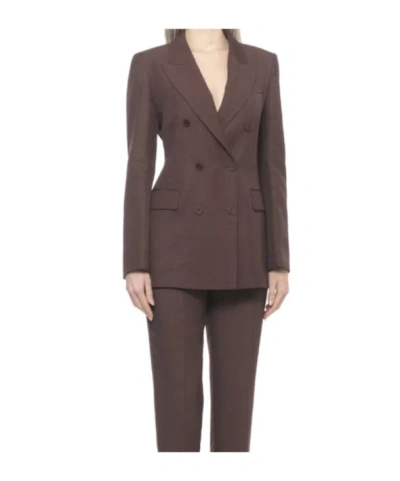 P.a.r.o.s.h Double Breasted Blazer Structured Shoulders In Brown