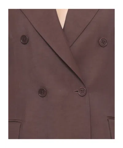 P.a.r.o.s.h Double Breasted Blazer Structured Shoulders In Brown
